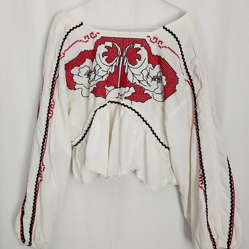 Free People Bonnie Embroidered Top, XS, Excellent Used Condition